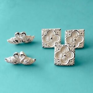 Vintage Knobs- swans and flowers